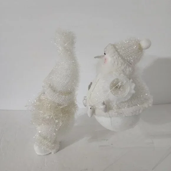 Glittery White Snowman Bundle Of 2 White Glittery Snowman Christmas Décor - Picture 2 of 4